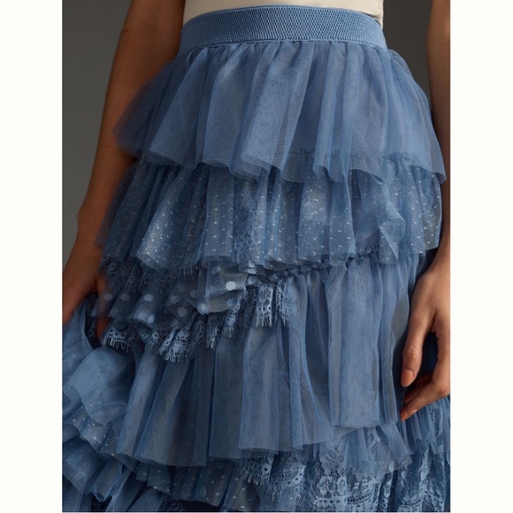 ❌Sold - Anthropologie Ruffled Tulle Midi Skirt - Picture 5 of 15